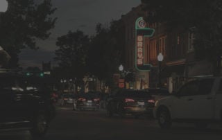a hazy photograph of a metropolitan strip