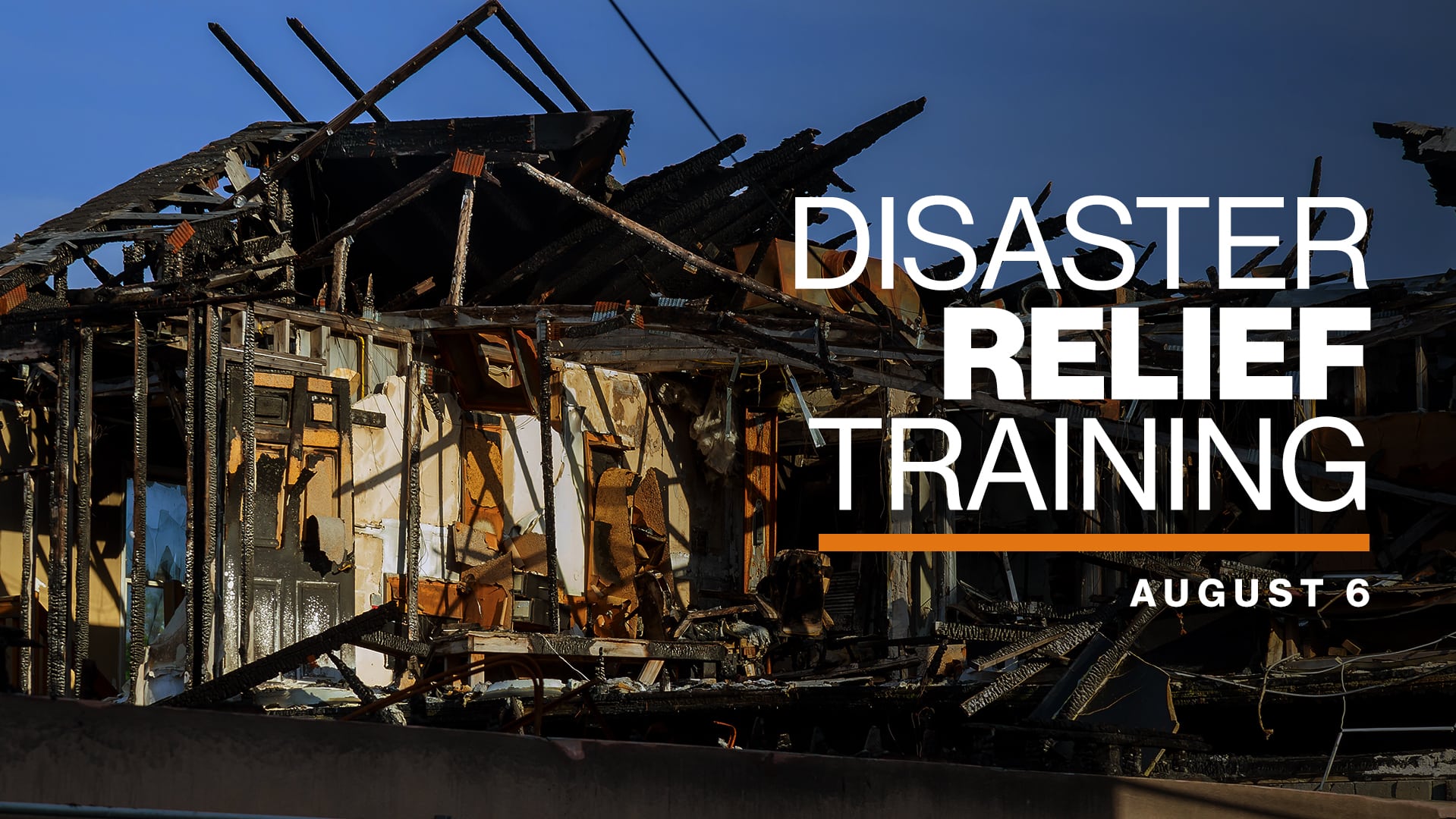 a picture of a dilapidated shed labeled Disaster Relief Training August 6th